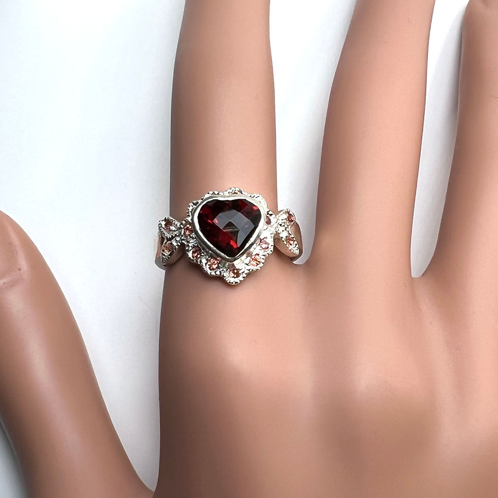 Миниатюра: 1.8cts Natural Rhodolite Garnet 925 Silver / Gold/ Platinum heart ring