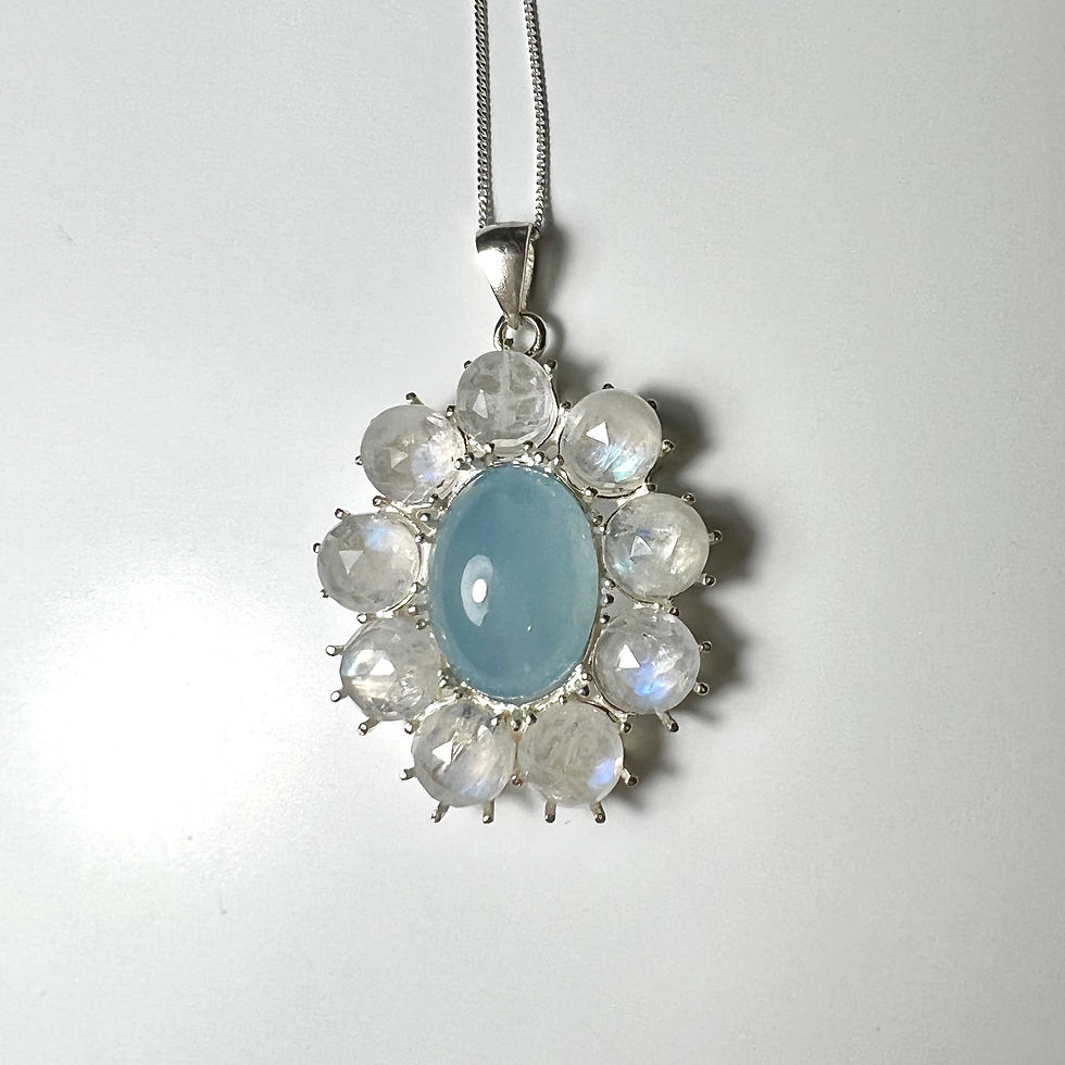 Thumbnail: 9.15ct Natural Blue Aquamarine cats eye Silver / Gold / Platinum pendant