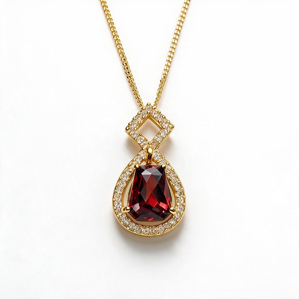 Thumbnail: 2.73ct Natural pyrope garnet pendant 925 Silver, Gold ring