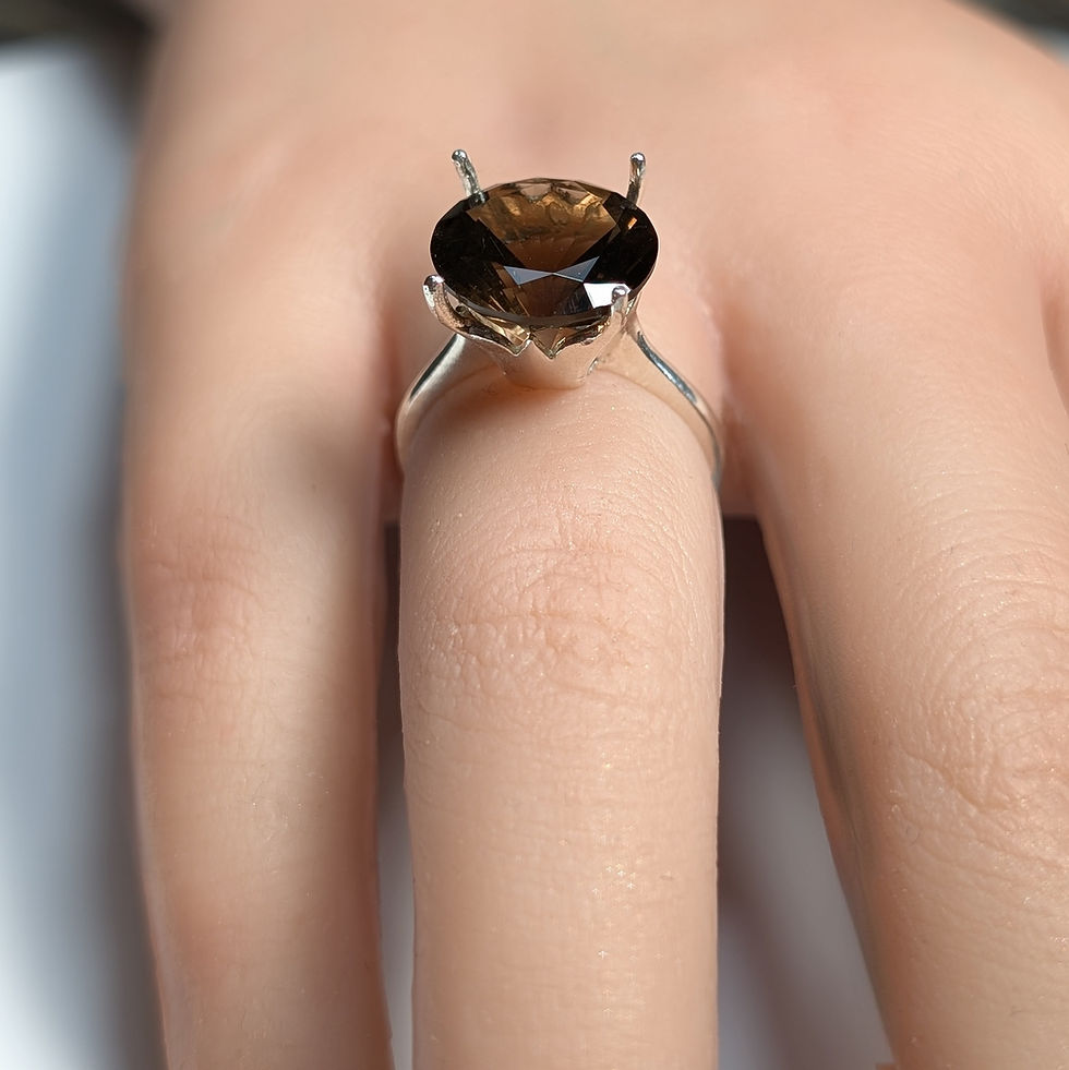 Thumbnail: 6.09cts Natural Smoky Quartz rauchtopaz 925 Silver / Gold/ Platinum ring