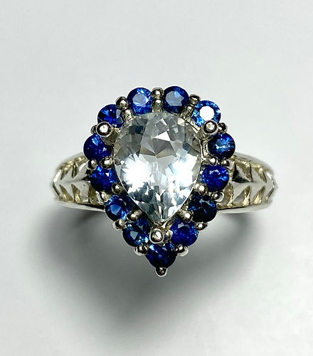 1.55ct Natural Light blue Aquamarine 925 Silver / Gold/ Platinum ring