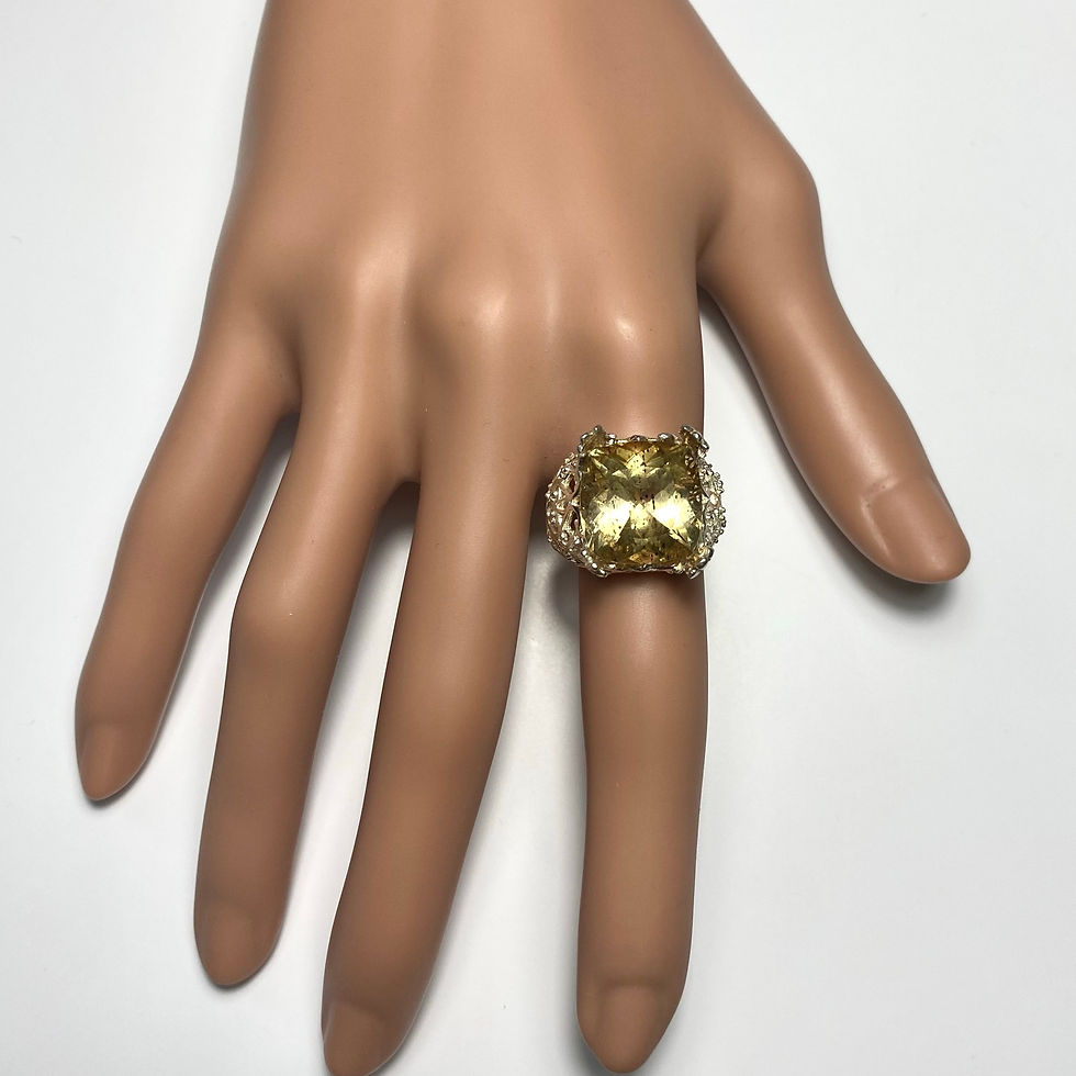 Miniatura: 10.2ct Rare Natural Golden Scapolite 925 Silver/ Gold/ Platinum ring