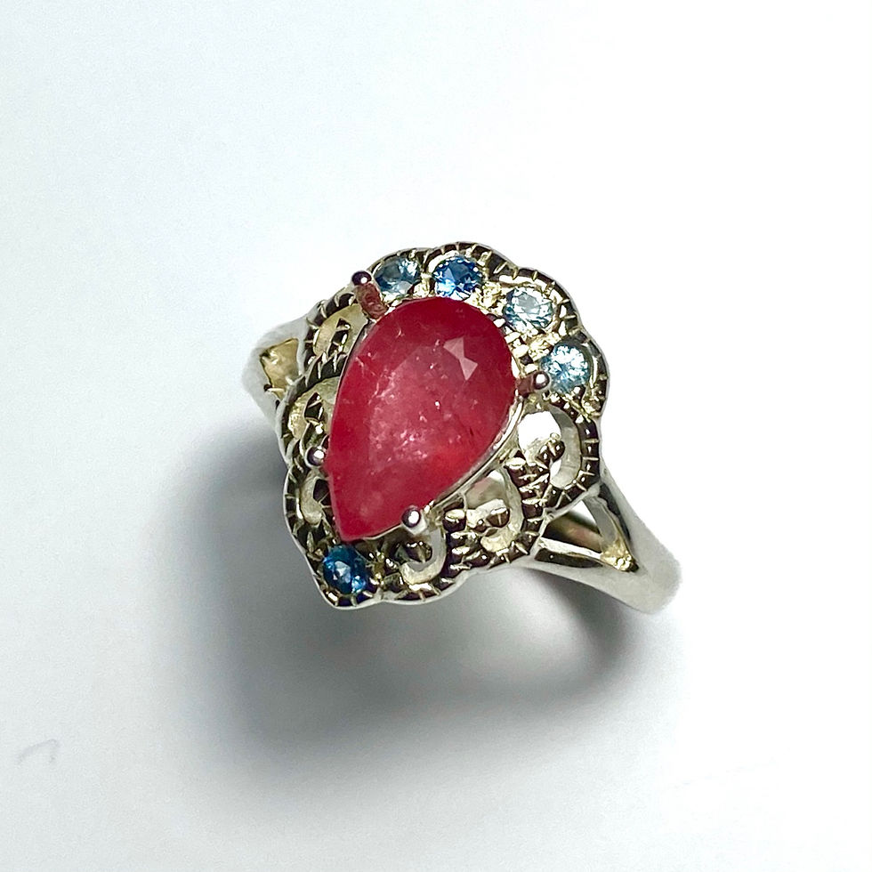 縮圖：2.2ct Natural Red Rhodonite 925 Silver/ Gold/ ring