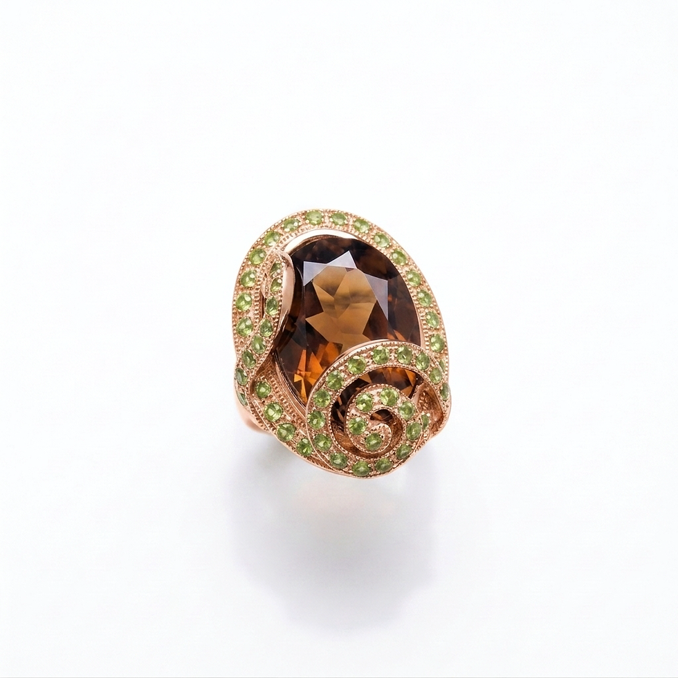 Miniature : 12.03ct Natural Cinnamon Orange Hessonite Garnet 925 Silver / Gold ring