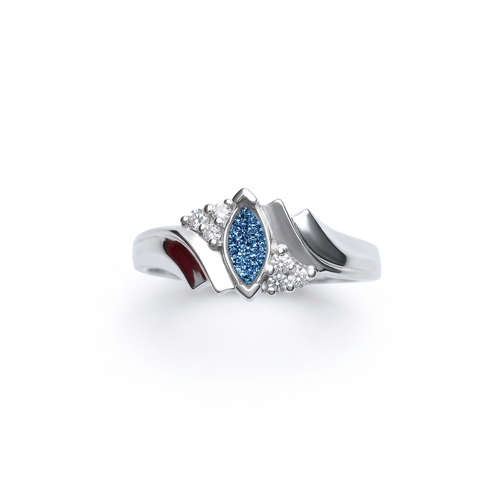 Solid crystalline Osmium & diamond engagement ring Silver, Gold or Platinum