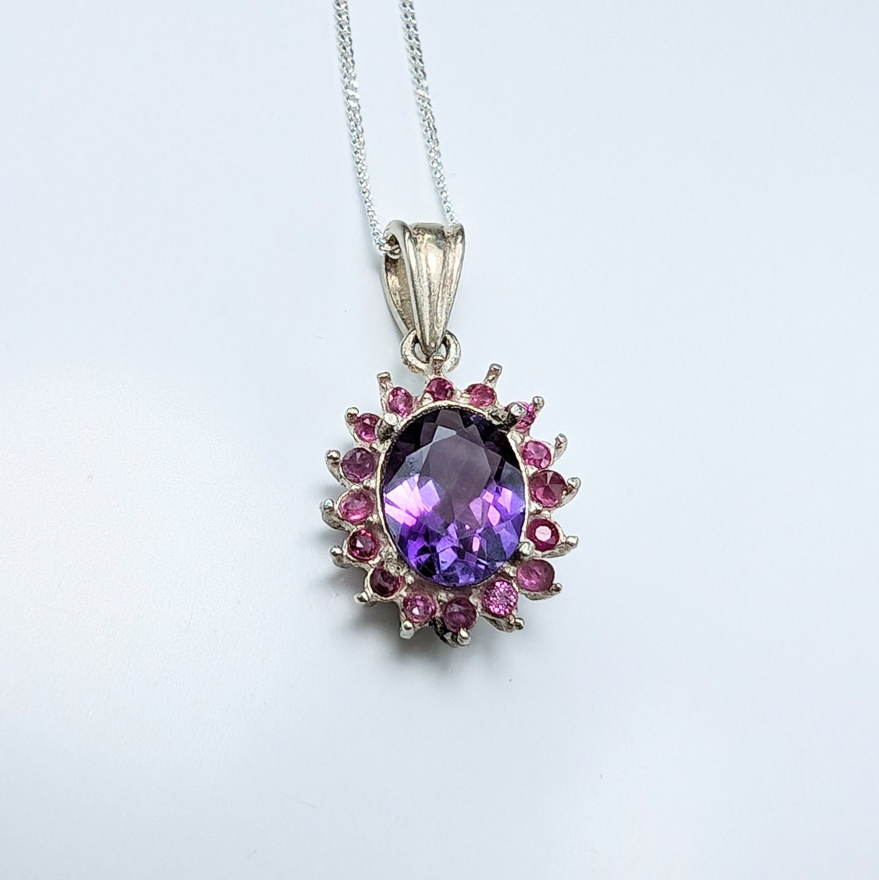 1.38ct Natural purple Amethyst Silver / Gold / Platinum pendant