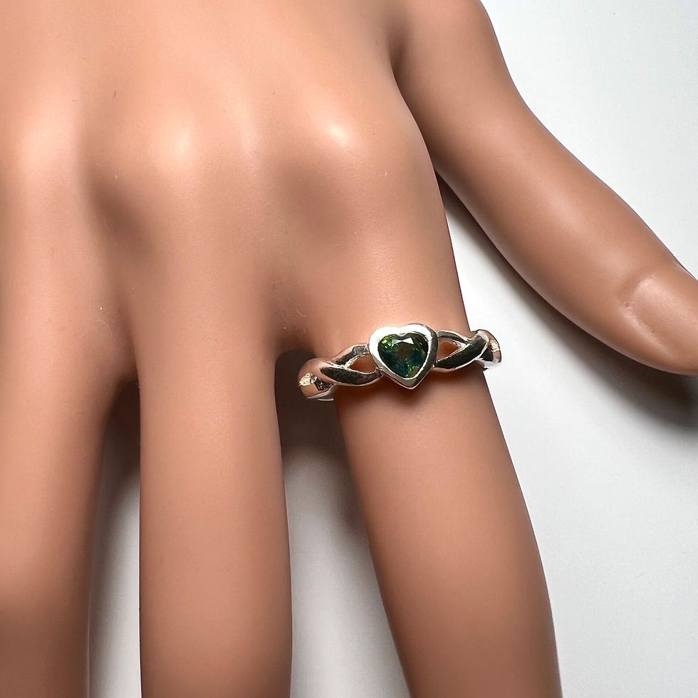 Миниатюра: Natural teal blue heart Sapphire 925 Silver / Gold/ Platinum heart ring