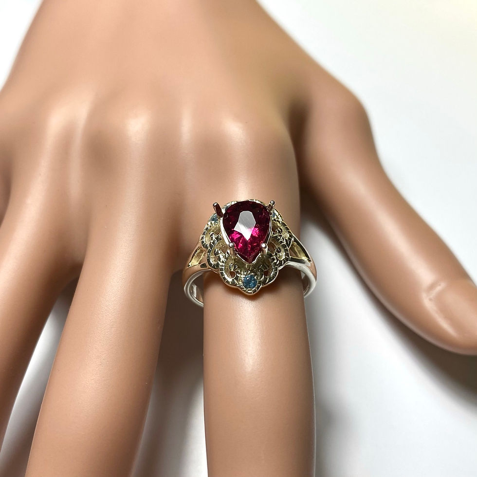 Miniatura: 1.75ct Natural Tourmaline Rubelite (Rubellite) 925 Silver / Gold/ ring