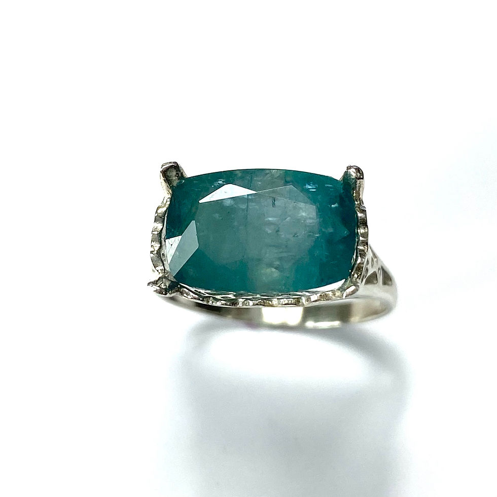 縮圖：4.6cts Natural Grandidierite 925 Sterling silver art deco solitaire ring