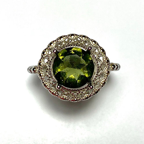 2.05ct Natural Moldavite, forest green 925 Silver / Gold/ Platinum ring