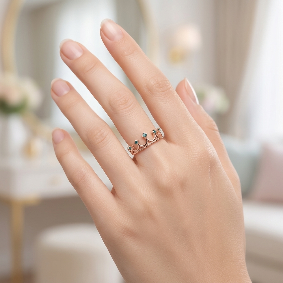 Miniatura: Natural Alexandrite colour change crown wedding engagement ring, Silver, Gold or Platinum