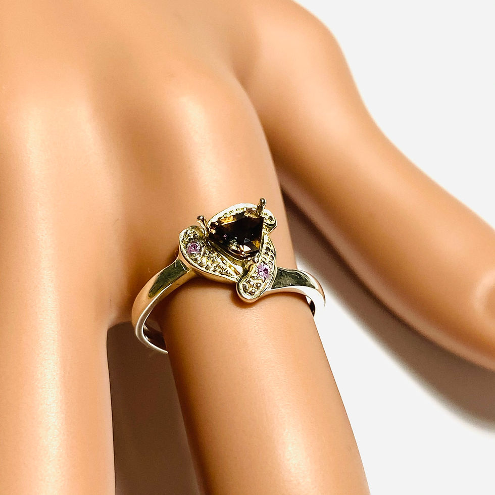 Miniature : Natural axinite 925 Silver / Gold/ Platinum Art deco ring