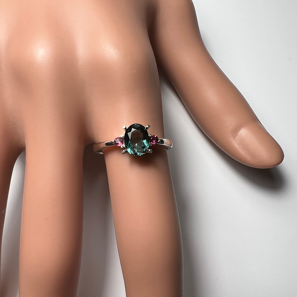 Thumbnail: Certified 0.9ct Natural Indicolite tourmaline 925 Silver / Gold ring