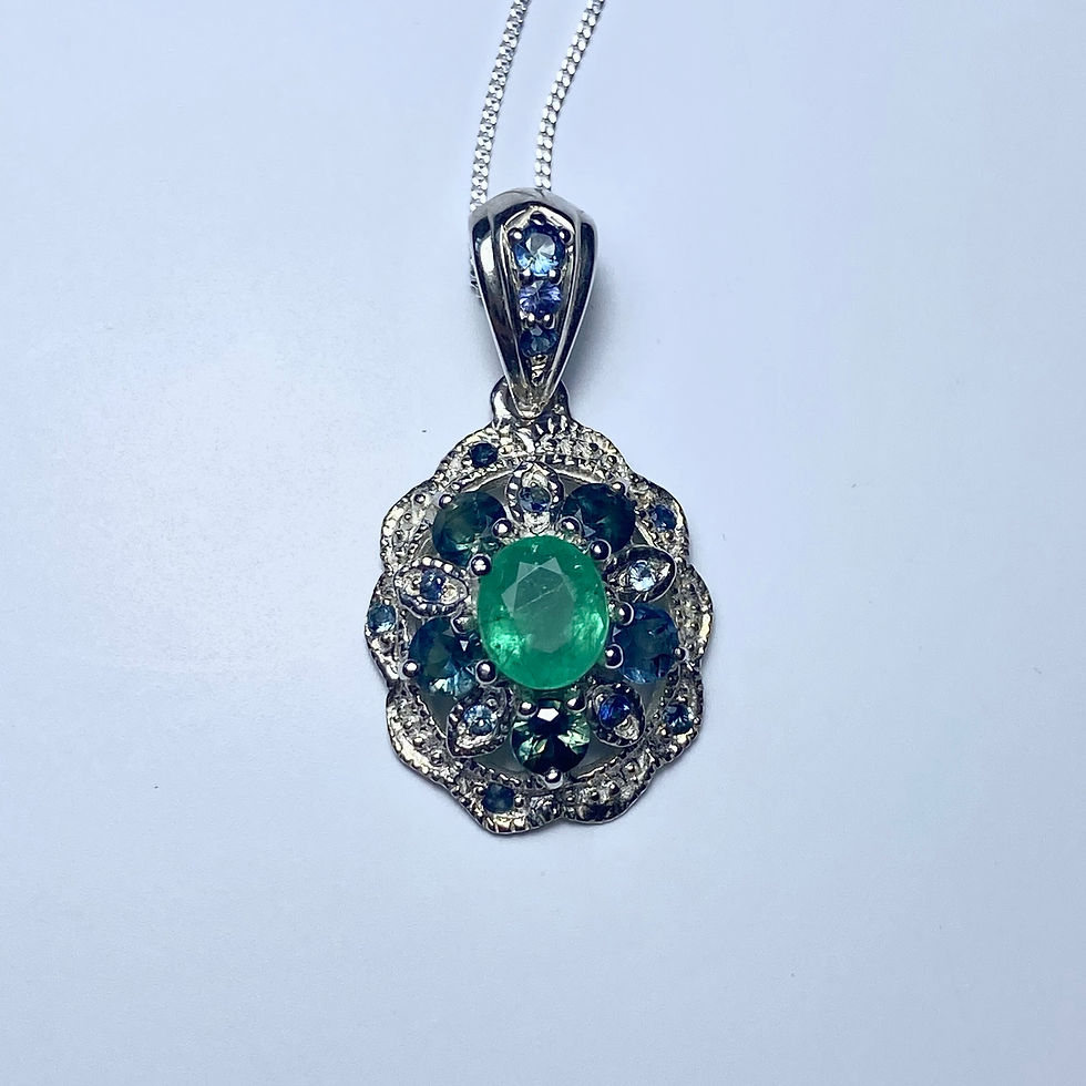 Thumbnail: 1.05ct Natural Zambian Emerald 925 Sterling Silver pendant