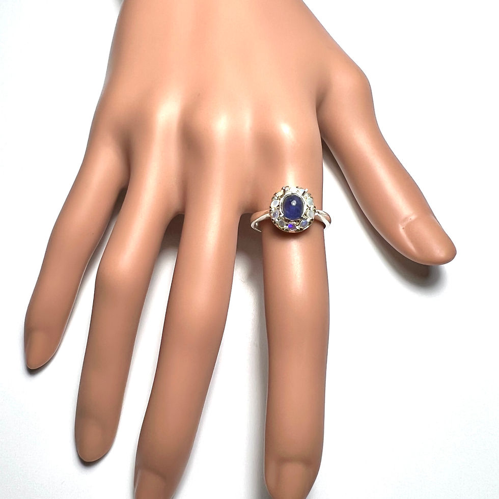 Thumbnail: 0.7ct Natural Blue Hackmanite tenebrescence 925 Silver/ 9ct 14k 18k 22k 375 585 750 Gold ring