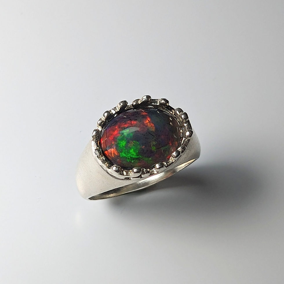 Miniatura: 1.9cts Natural Welo Black Opal Silver / Gold / Platinum ring