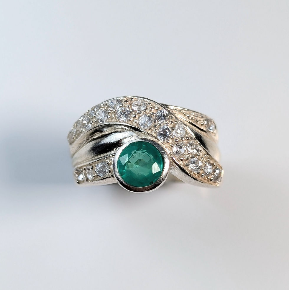 サムネイル： 0.8ct Natural Colombian Emerald and diamond 925 Silver / Gold/ Platinum ring