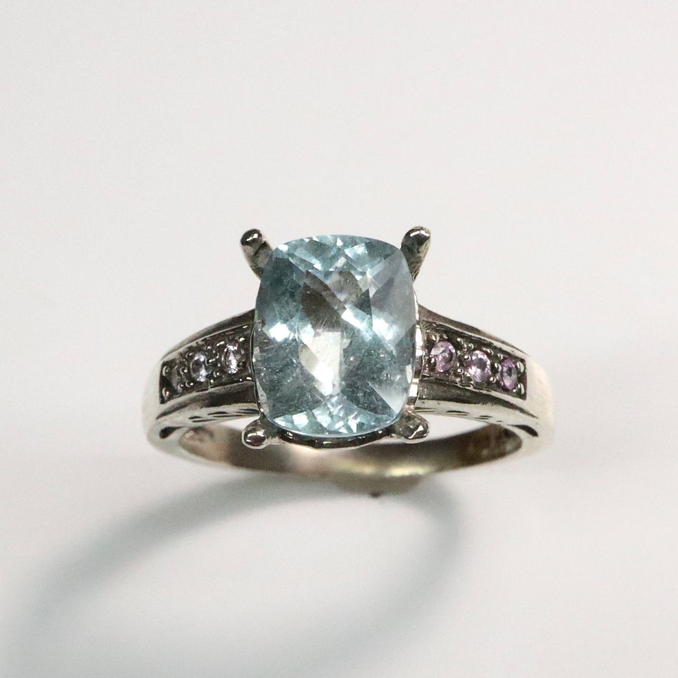 Миниатюра: 2.45cts Aquamarine light blue Silver/ Gold /Platinum ring