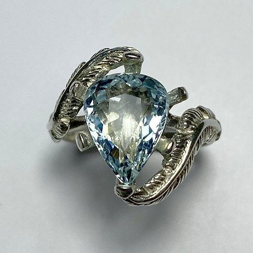 3.4ts Natural light blue aquamarine Silver/ Gold /Platinum ring