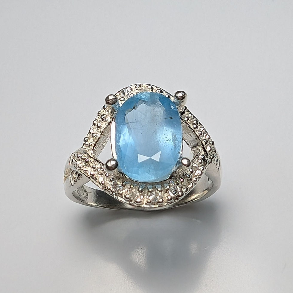 縮圖：2.2cts Aquamarine Vorobyevite Alkali Beryl Silver/ Gold /Platinum ring