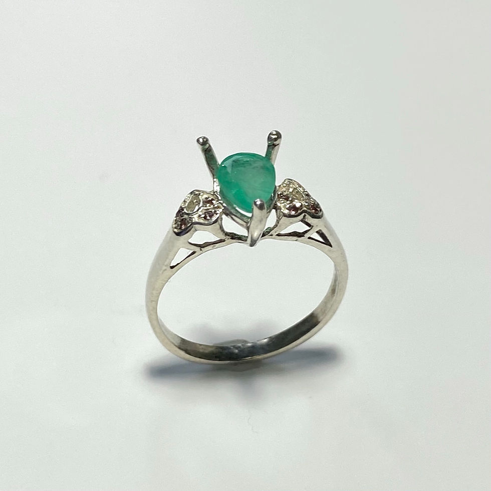 Miniature : 0.75cts Natural Green Emerald 925 Silver / Gold/ Platinum heart ring