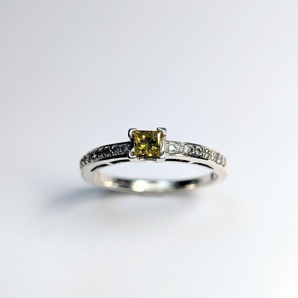 Miniature : 0.2cts Natural Diamond princess cut 925 Silver / Gold/ Platinum ring