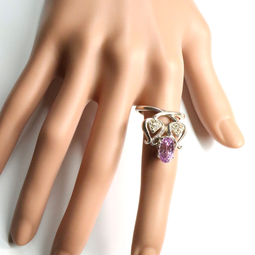 Miniatura: Certified 4.5ct Natural Patroke Pink Kunzite 925 Silver 9ct 14k 18k yellow white rose Gold Platinum engagement ring