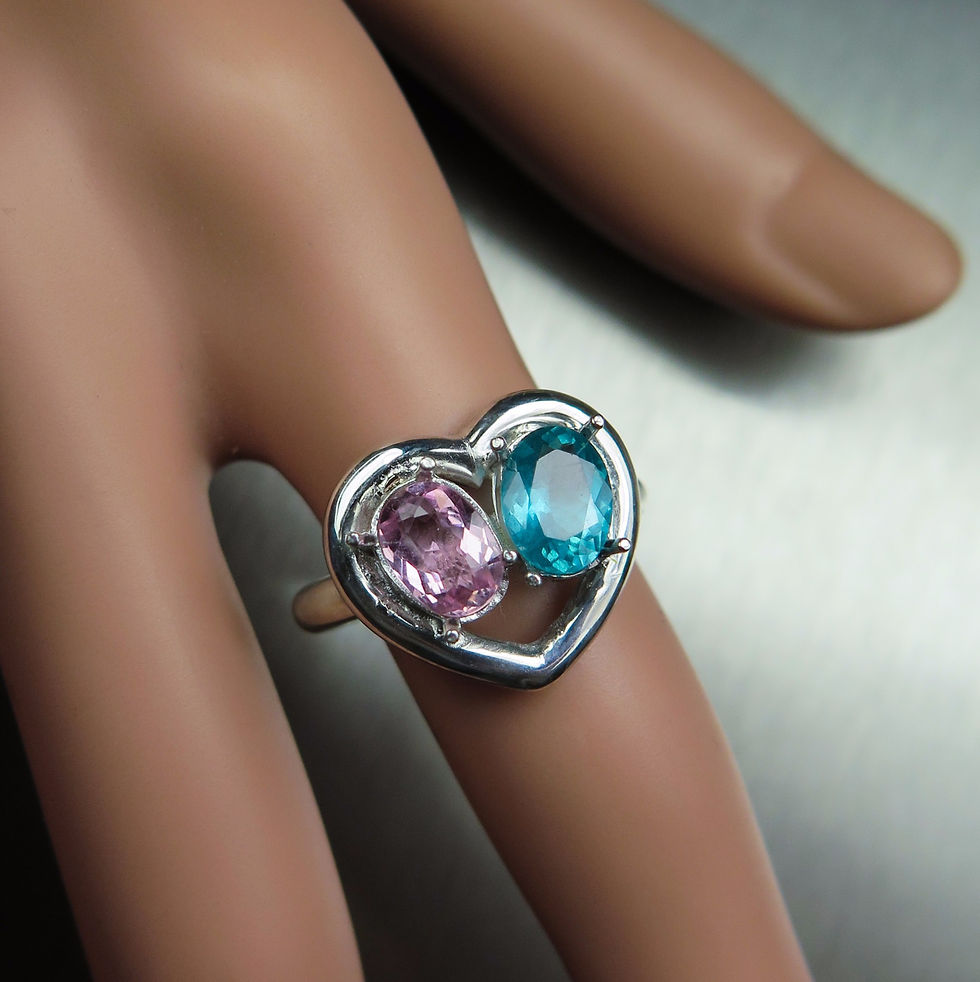 Миниатюра: Natural Apatite & Tourmaline 925 Silver / Gold/ Platinum ring