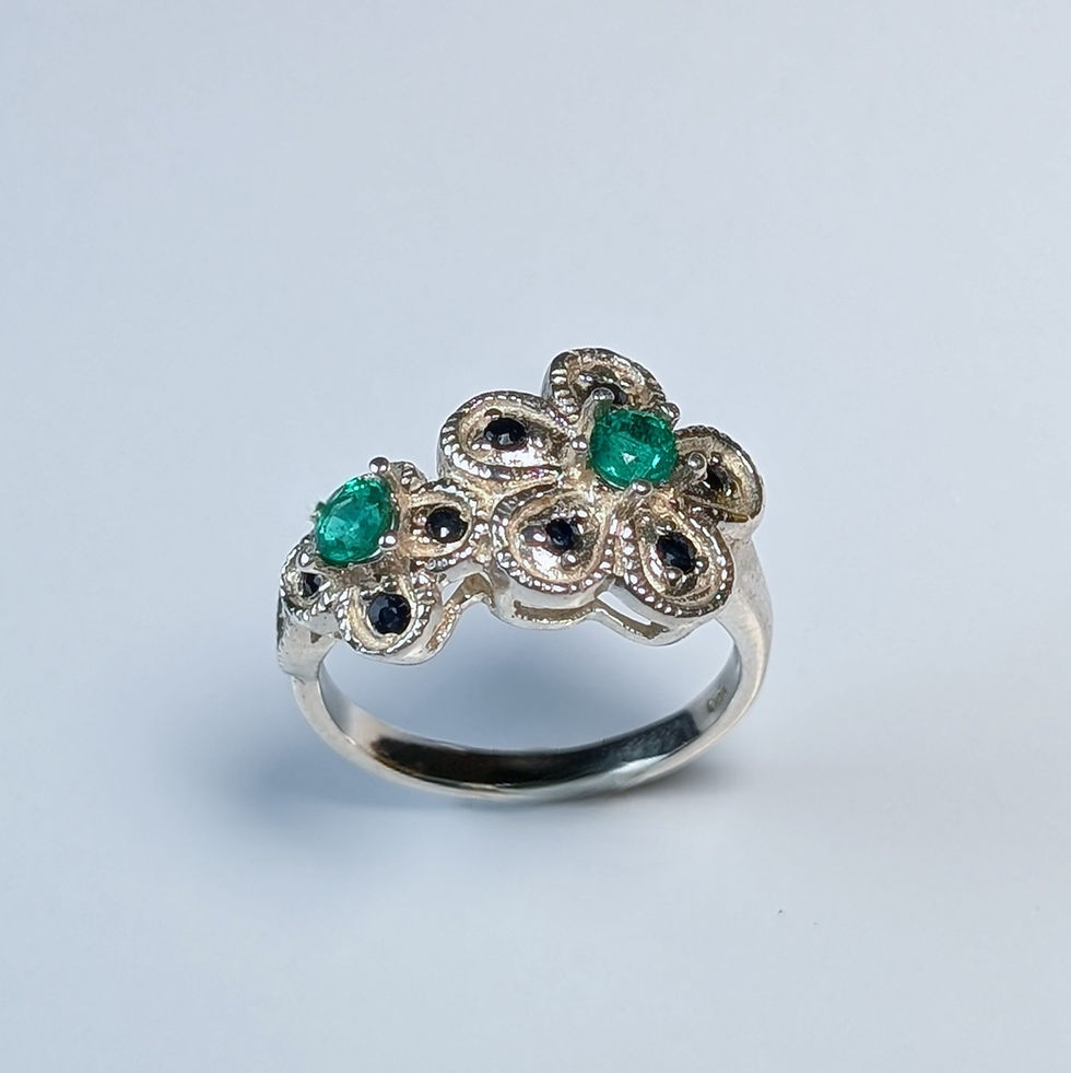 Miniatura: Natural Colombian Emerald 925 Silver / Gold/ Platinum floral ring