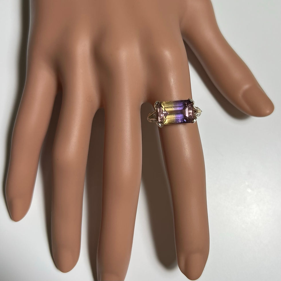 縮圖：4.7cts Natural Bi-colour Ametrine 925 Silver / Gold/ Platinum ring