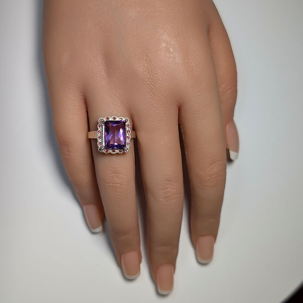 Miniature : 4.45ct Natural purple Amethyst 925 Silver / Gold/ Platinum ring