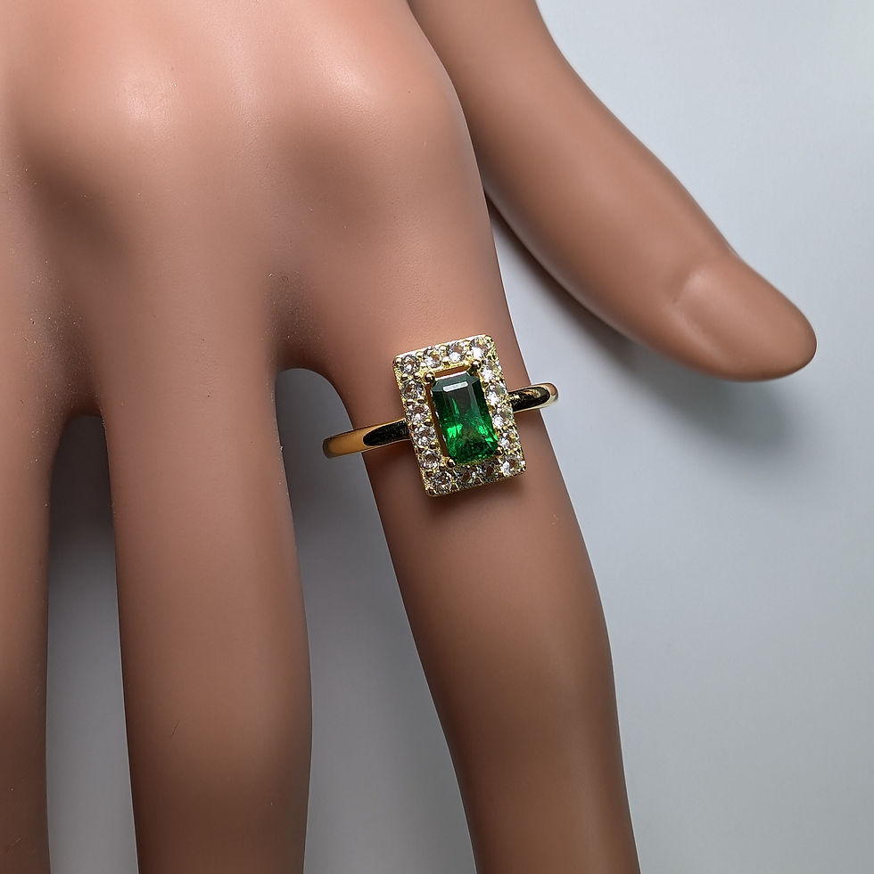 サムネイル： 0.54ct Natural Vivid Green Tsavorite 925 Silver / Gold/ Platinum engagement ring