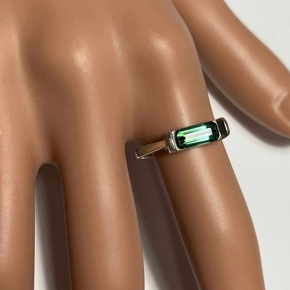 Miniatura: 1ct Natural Indicolite tourmaline 925 Silver / Gold/ east west ring