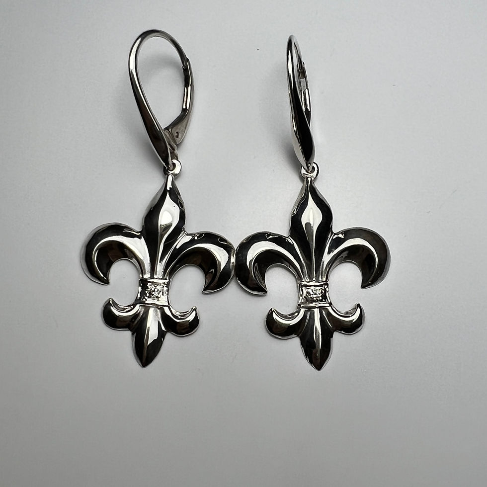 Miniature : Fleur De Lis Natural Diamond Silver/ Gold drop earrings