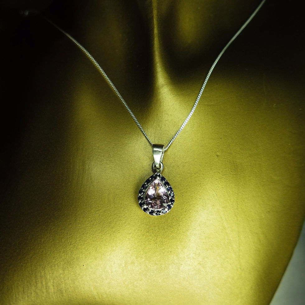 Thumbnail: 1.55ct Natural morganite pink Silver / Gold / Platinum pendant on chain