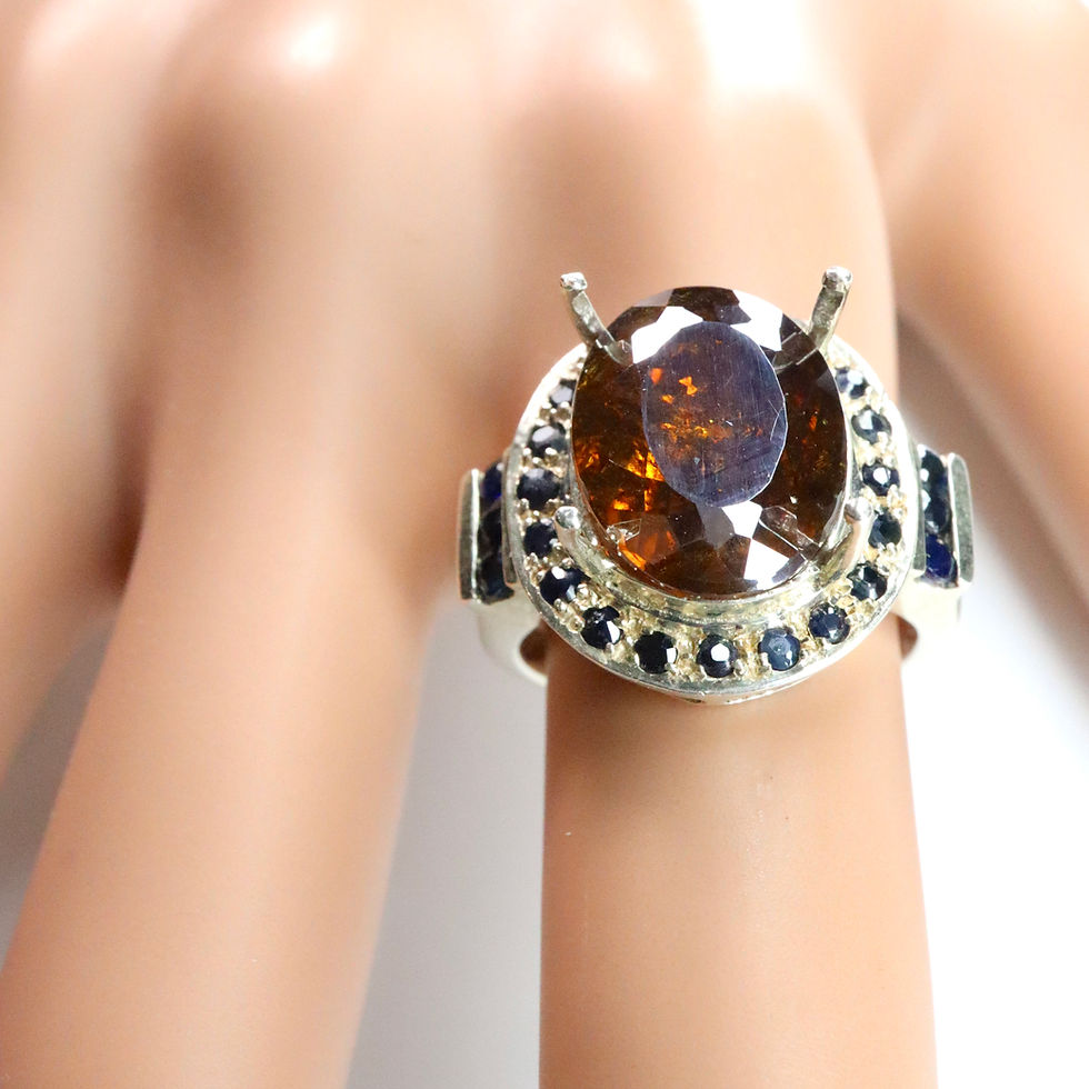 縮圖：9.6ct Natural Burnt Orange Sphalerite 925 Silver / Gold/ Platinum ring