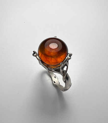 Certified 3ct Natural Baltic Amber 925 Silver 9ct 14k 18k 375 585 750 Yellow Red White Gold 950 Platinum ring