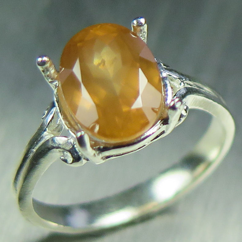 Thumbnail: 4.6ct Natural Honey orange Zircon 925 Silver / Gold/ Platinum ring