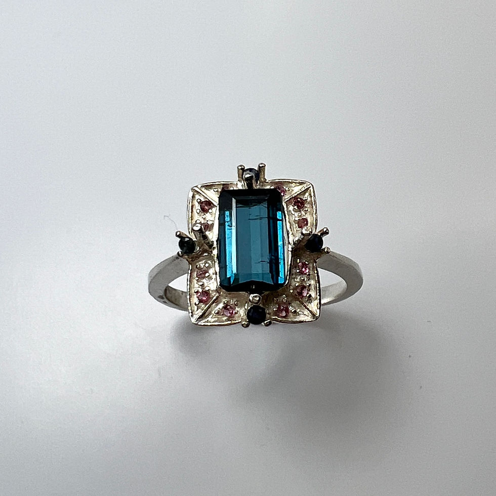 Миниатюра: Certified 1.3ct Natural Indicolite tourmaline 925 Silver / Gold ring