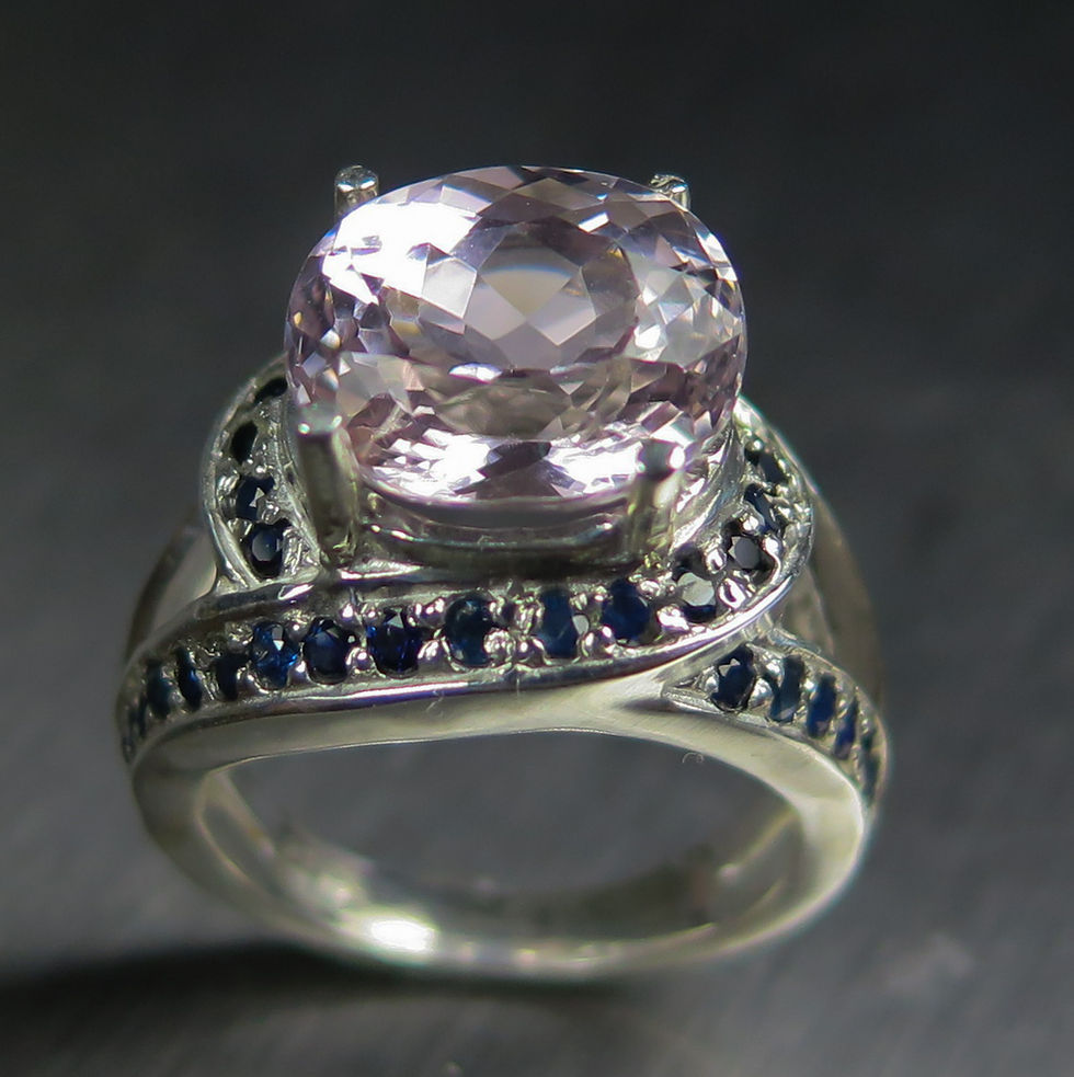 Miniatura: 6.3ct Natural Pink Kunzite 925 Silver / Gold/ Platinum knit unisex ring