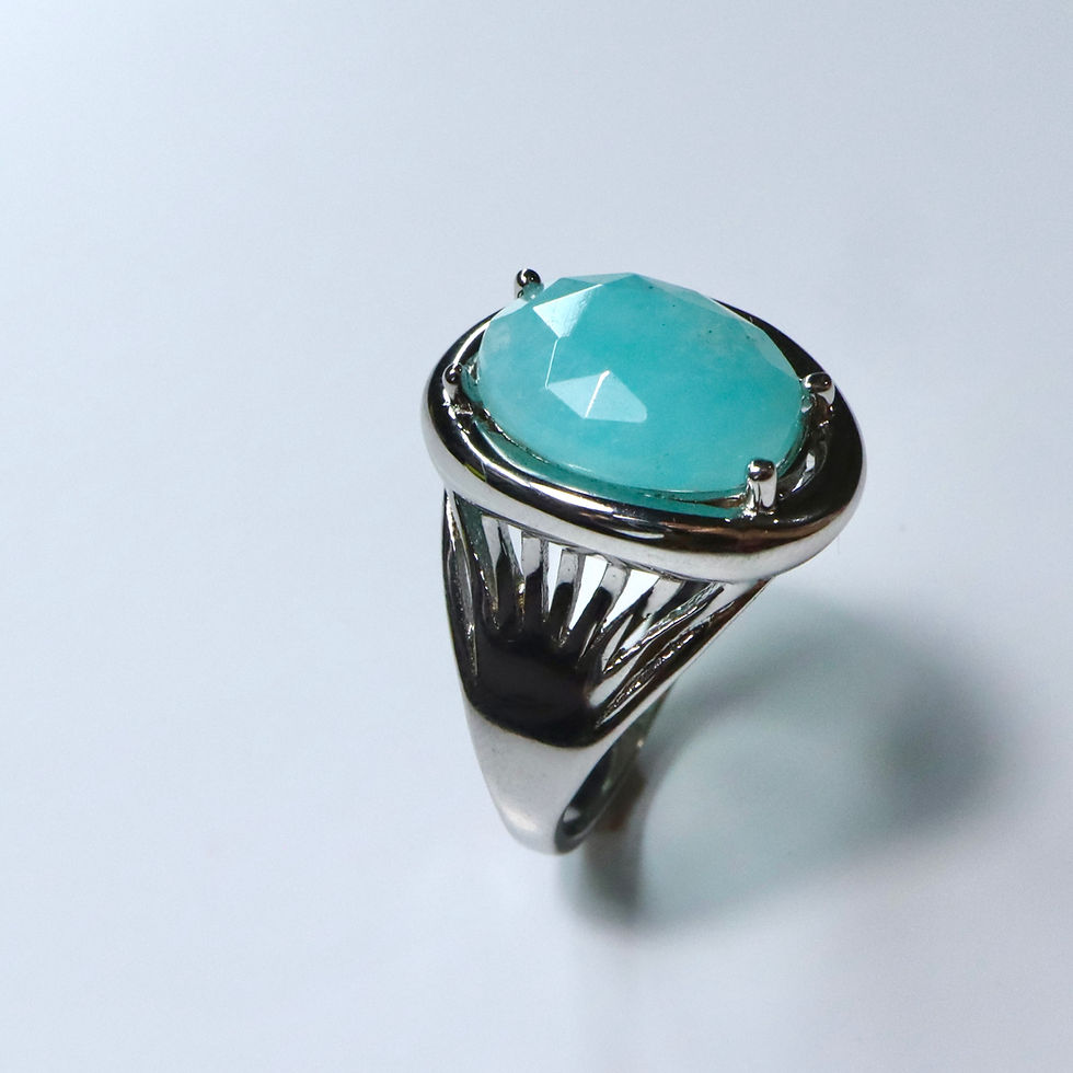 縮圖：3.4ct Natural Amazonite 925 Silver / Gold / Platinum ring