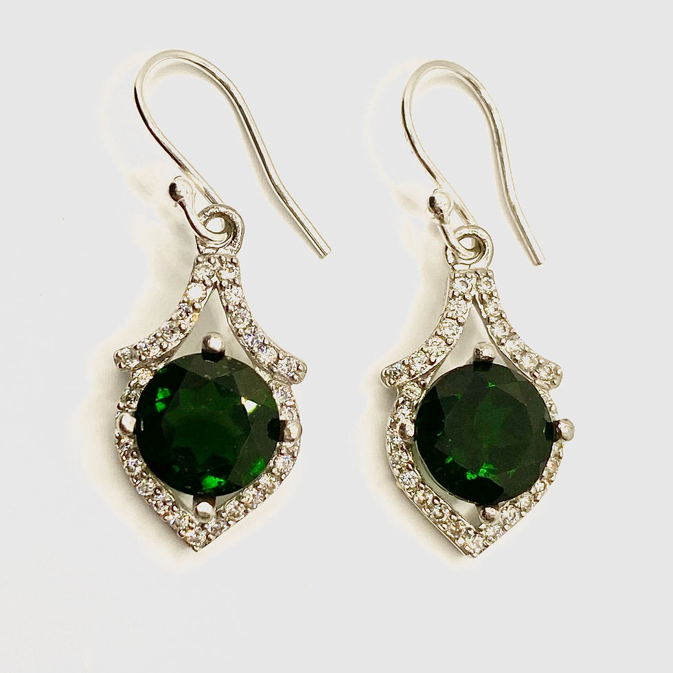 Miniatura: 5.9ct Natural Chrome Diopside 925 Silver / Gold/ Platinum drop earrings
