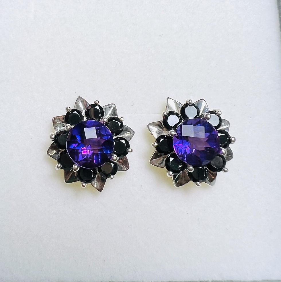 Miniature : Natural Purple Amethyst Silver /Gold / Platinum stud earrings
