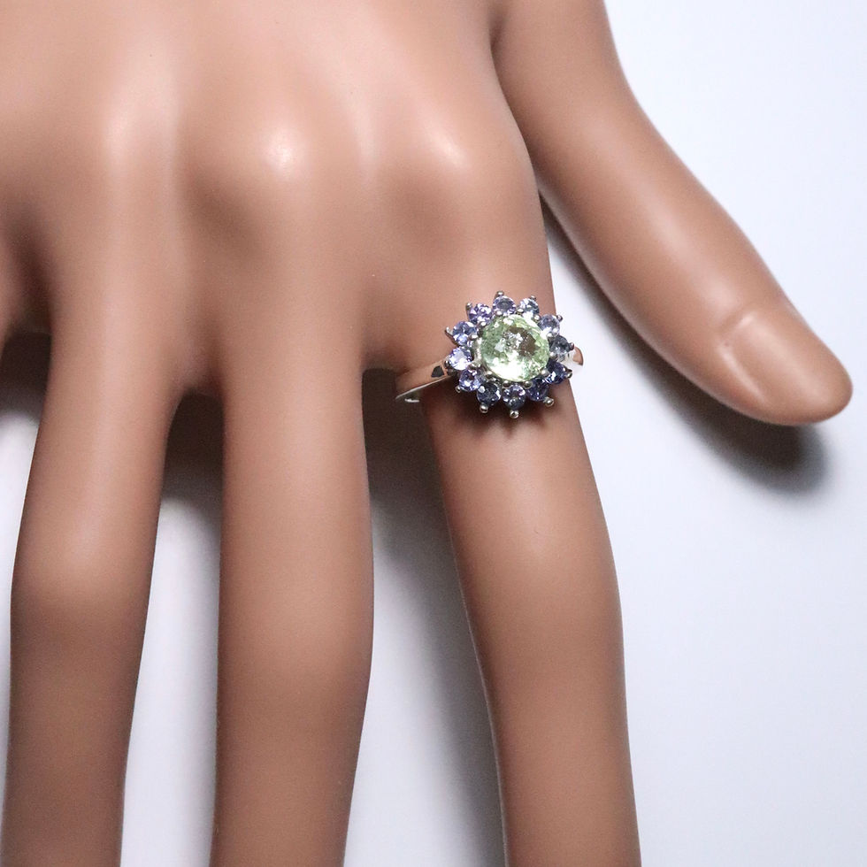 Миниатюра: Certified 1.15ct Rare Natural mint green Sapphire 925 Silver / Gold ring
