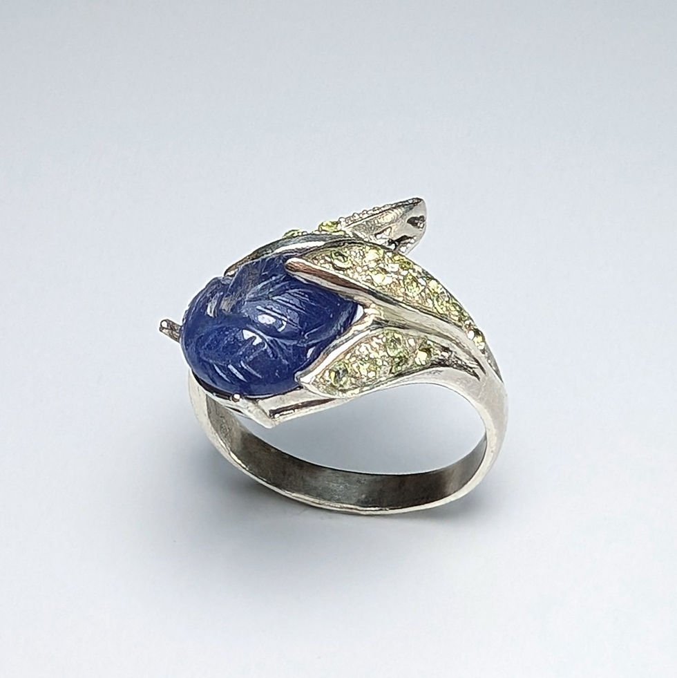 Miniatura: 5ct Natural Tanzanite 925 Silver / Gold/ Platinum floral ring