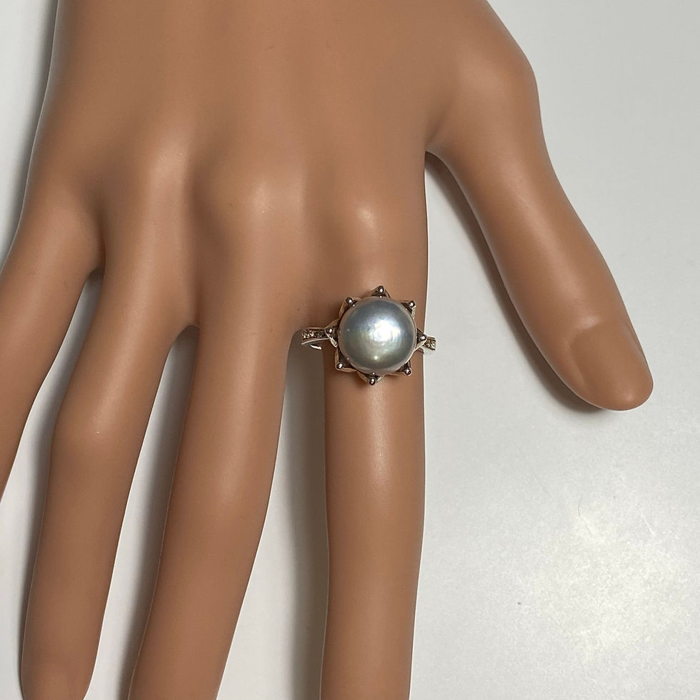 縮圖：Certified Cultured Freshwater Pearl silver grey 925 Silver / Gold/ Platinum ring