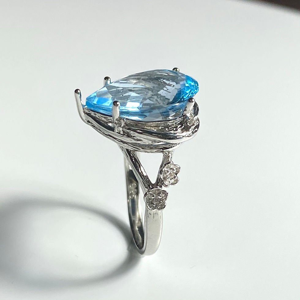 縮圖：7.7ct Natural Swiss Blue Topaz 925 Silver / Gold/ Platinum ring