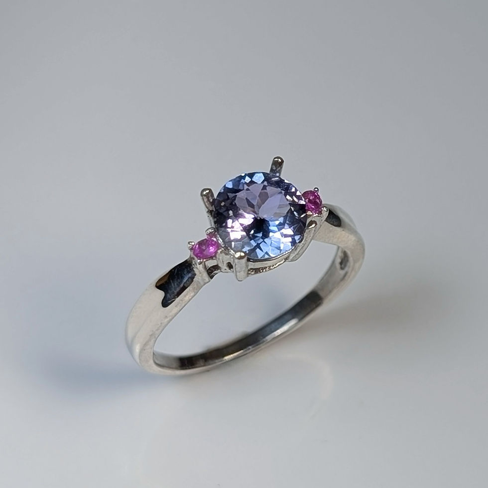 Miniatura: 1.08ct Natural purple blue Tanzanite 925 Silver/ Gold/ Platinum engagement ring