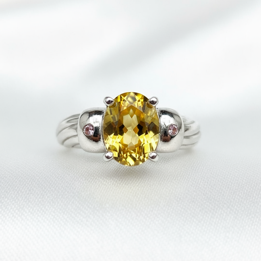 1.86ct Natural Yellow Heliodor Beryl  ring 925 Silver / Gold/ Platinum