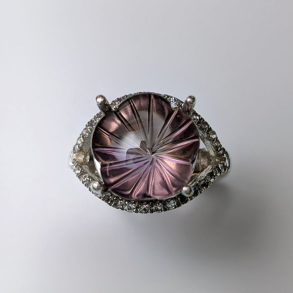 Miniature : 7.25cts Natural Bi-colour Amethyst Ametrine 925 Silver / Gold ring